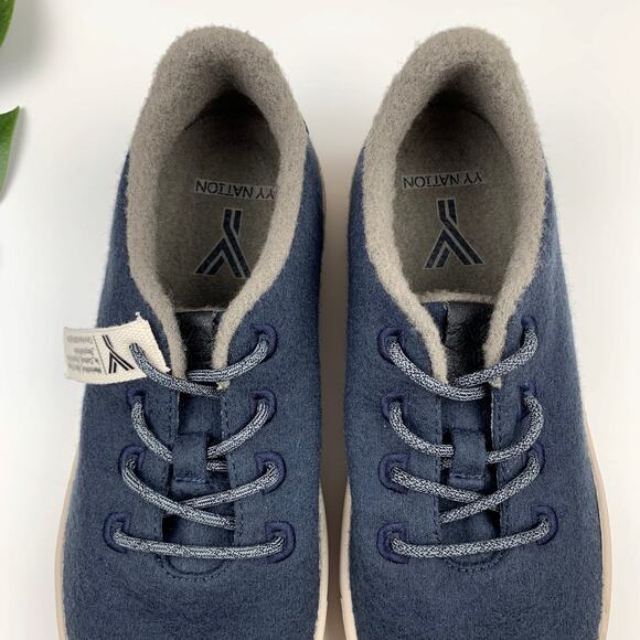 YY Nation Cirro Merino Wool Sneakers Blue Cream Casual Comfort Mens 7.5 Womens 9 - Picture 4 of 11